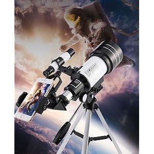 telescopes for adults kids - portable telescope for beginners for view moon - 70mm aperture 300mm lightweight refracting telescopes with adjustable tripod smart phone adaptor moon filter