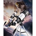 Telescopes for Adults Kids - Portable Telescope for Beginners for View Moon - 70mm Aperture 300mm Lightweight Refracting Telescopes with Adjustable Tripod Smart Phone Adaptor Moon Filter