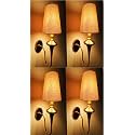 Wall Lamp E14 Holder Transitional 15 Inch Gold Single Wall Light Antique Brass Finish with Off White Fabric Shade for Living Room, Bedroom, Home Decoration (Off White Fabric, 4)