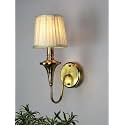 Wall Lamp E14 Holder Transitional 15 Inch Gold Single Wall Light Antique Brass Finish with Cream Fabric Shade for Living Room, Bedroom, Home Decoration - Bulb Free l Pack of 1