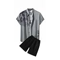 Men's Soft Poly Lycra Digital Prined Shirts with Pajama Shorts Night Suit Set