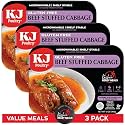 KJ Poultry Kosher for Passover Gluten Free Meals, Beef Stuffed Cabbage Rolls in Gravy (3 Pack) Prepared Entree Fully Cooked, Shelf Stable Microwave Dinner, Travel Military Camping