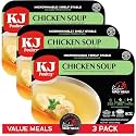 KJ Poultry Kosher Ready Meals - Matza Ball Chicken Soup & Vegetables, CHOMETZ NOT for PASSOVER, MRE Meat Meals Ready to Eat, Shabbos Food, Halal, (3 Pack) Cooked Entree, Shelf Stable Microwave Dinner