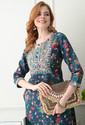 KJFAB Women Printed Straight Kurta