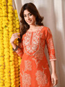 KJFAB Women Embroidered Straight Kurta