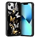 for i Phone 15 Case,Dual Layer Hybrid Heavy Duty Rugged Shockproof Hard PC +Soft Silicone Protective Case for i Phone 15 6.1 inch 2023,Silver Golden Butterfly