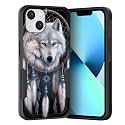 for i Phone 15 Case,Dual Layer Hybrid Heavy Duty Rugged Shockproof Hard PC +Soft Silicone Protective Case for i Phone 15 6.1 inch 2023,Wolf Dreamcatcher