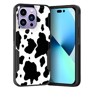 for i phone 15 pro casedual layer hybrid heavy duty rugged shockproof hard pc soft silicone protective case for i phone 15 pro 61 inch 2023cow print
