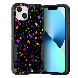 for iphone 15 casedual layer hybrid heavy duty rugged shockproof hard pc soft silicone protective case for iphone 15 61 inch 2023colorful stars