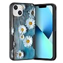 for iPhone 15 Plus Case,Dual Layer Hybrid Heavy Duty Rugged Shockproof Hard PC +Soft Silicone Protective Case for iPhone 15 Plus 6.71 inch 2023,Daisy Flowers on Old Wooden