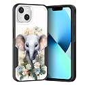 for i Phone 15 Case,Dual Layer Hybrid Heavy Duty Rugged Shockproof Hard PC +Soft Silicone Protective Case for i Phone 15 6.1 inch 2023,Cute Baby Elephant with Floral