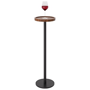 kjgkk drink table small pedestal side table round cocktail table circle end table with metal base for small spaces brown amp black