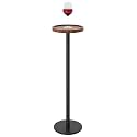 KJGKK Drink Table, Small Pedestal Side Table, Round Cocktail Table, Circle End Table with Metal Base, for Small Spaces, Brown & Black