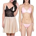 Klamotten Satin Women Sexy Nightwear and Bikini Set Combo 11L-06