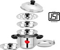 Klassi Kichen Stainless Steel 3PLATE IDLY WITH 1 DOKLA PLATE AND 1 MINI IDLI PLATE Induction & Standard Idli Maker (5 Plates, 12 Idlis )