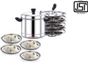 Klassi Kichen Stainless Steel Idli Cooker,Idly Maker Set with 6 Plates, 24 Idlies-Silver Induction & Standard Idli Maker (6 Plates, 24 Idlis )