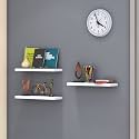 Klaxon Engineered Wood Samara Wall Shelves | Floating Wall Shelves for Living Room (Pack of 3, White)