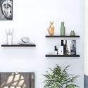 Klaxon Samara Wood and Metal Floating Wall Shelves | Home Decorative Shelf | Wall Shelves for Living Room, Bedroom, Study Room, Balcony Garden-Wenge, Pack of 3 (16x6 in)