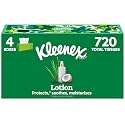 Kleenex Lotion Facial Tissues, 4 Flat Boxes, 180 Tissues per Box