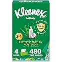 Kleenex Soothing Lotion Facial Tissues with Coconut Oil, Aloe & Vitamin E, 4 Flat Boxes, 120 Tissues per Box, 3-Ply (480 Total Tissues)