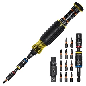 klein tools 32517hd knect 17-in-1 impact-rated hybrid screwdrivernut driver flip socket 11 bits 3 nut drivers bit holder square adapter