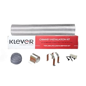 klever 6-inch diameter expanded upto 10 feet flexible aluminum duct pipe for kitchen chimney - includes free cowl 2 mtr aluminium tape amp 2 pcs clamps  compatible with multiple chimney brands