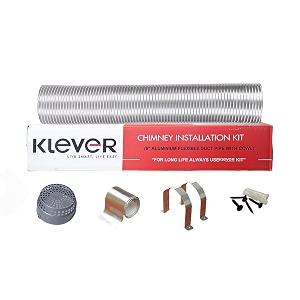 klever 6-inch diameter expanded up to 6 ft flexible aluminum duct pipe for kitchen chimney - includes free cowl 2 mtr aluminium tape amp 2 pcs clamps  compatible with multiple chimney brands