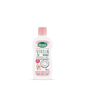 klf nirmal virgin baby coconut oil  baby massage oil  200 ml  for soft supple skin for babies  great for diaper rashes  natural moisturizer