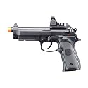 KLI KL-92 Brettaa AI Dual Power CO2/Gas Blowback Polymer Airsoft Pistol with with Red Dot & Lower Rail- (Black Barrel/Green Gas)