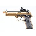 KLI KL-92 Brettaa Dual Power CO2/Gas Blowback Metal Airsoft Pistol with Red Dot- (Sahara/Green Gas)