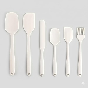 12 pc silicone kitchen utensils amp spatula set  non-stick cooking amp baking tools with wooden handle  heat resistant bpa-free non-toxic flexible silicone cookware tools for non-stick pans white