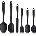 12 Pc Silicone Kitchen Utensils &amp; Spatula Set | Non-Stick Cooking &amp; Baking Tools with Wooden Handle | Heat Resistant, BPA-Free, Non-Toxic Flexible Silicone Cookware Tools for Non-Stick Pans (Black 6)