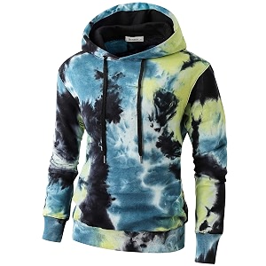 KLIEGOU Mens Tie-Dye Pullover Hooded Sweatshirt
