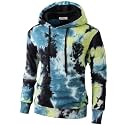 KLIEGOU Mens Tie-Dye Pullover Hooded Sweatshirt
