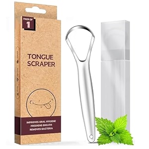 kliffoo 1pcs tongue cleaner for kids amp adults stainless steel tongue scraper with case for bad breath amp bacteria removal taste sense amp oral health care easy to use silver 1pcs tongue cleaner steel