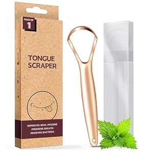 kliffoo 1pcs tongue cleaner for kids amp adults copper tongue scraper with case for bad breath amp bacteria removaltaste sense amp oral health care easy to use rose gold 1pcs tongue cleaner copper