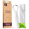 Kliffoo 1pcs Tongue Cleaner for Kids &amp; Adults, Stainless Steel Tongue Scraper with Case for Bad Breath &amp; Bacteria Removal, Taste Sense &amp; Oral Health Care, Easy to Use, Silver (1Pcs Tongue Cleaner Steel)