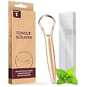 Kliffoo 1pcs Tongue Cleaner for Kids &amp; Adults, Copper Tongue Scraper with Case for Bad Breath &amp; Bacteria Removal,Taste Sense &amp; Oral Health Care, Easy to Use, Rose Gold (1pcs Tongue Cleaner Copper)