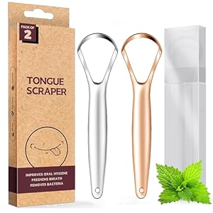 kliffoo 2pcs tongue cleaner for adults tongue scraper with case for fights bad breath amp oral health care deep clean tongue cleaning tool 2pcs tongue cleaner copper amp steel