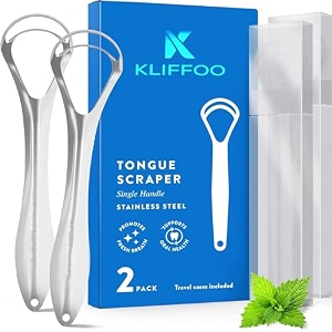 kliffoo tongue cleaner for adults amp children 2pcs dual scraping head tongue scraper with case for hygiene fights bad breath amp oral health care deep clean tongue cleaning tool silver 2