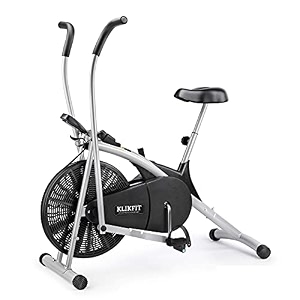 air bike exercise cycle upright with dual moving arms for home gym cardio full body weight loss workout with adjustable seat 1cm- free installation support black
