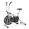 Air Bike Exercise Cycle Upright With Dual Moving Arms For Home Gym Cardio Full Body Weight Loss Workout With Adjustable Seat (1CM)- Free Installation Support, Black