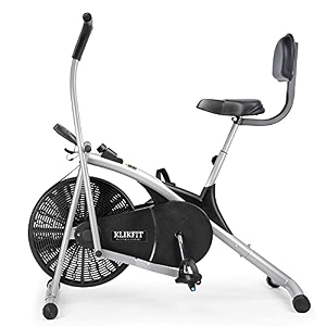 air bike exercise cycle upright with dual moving arms for home gym cardio full body weight loss workout adjustable seat with back support 2cm- free installation support via vedio call