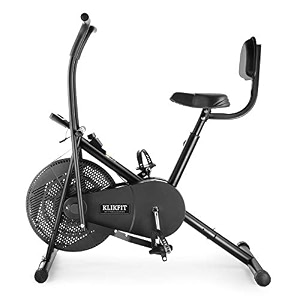 kf02m indoor air bike exercise cycle with dual moving arms for home gym cardio full body weight loss workout - black