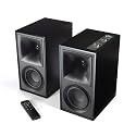 Klipsch The Fives Powered Bookshelf Speakers – Matte Black Finish with HDMI-ARC, Acoustic Horn-Loaded Technology, Dynamic Bass Equalization, and 192kHz/24-bit High-Resolution Audio