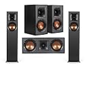 Klipsch Reference R-610F 5.0 Home Theater Pack, 2X - Floorstanding Speakers + Pair, 41M Bookshelf, 52C Center Channel Speaker, Black