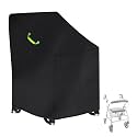 Klmnop Rollator Walker Cover, Waterproof Heavy Duty 420D Walker Cover for Seniors, Rollator Folding Walker Accessories with 2 Reflective Strips Fit Walkers with Wheels and Seat(Black)