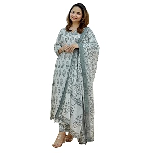 KLOSIA Womens Block Printed Kurta and Pant