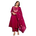 KLOSIA Women39s Embroidered A-Line Kurta Set with