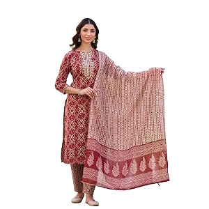 KLOSIA Womens Viscose Kurta Pant With Dupatta